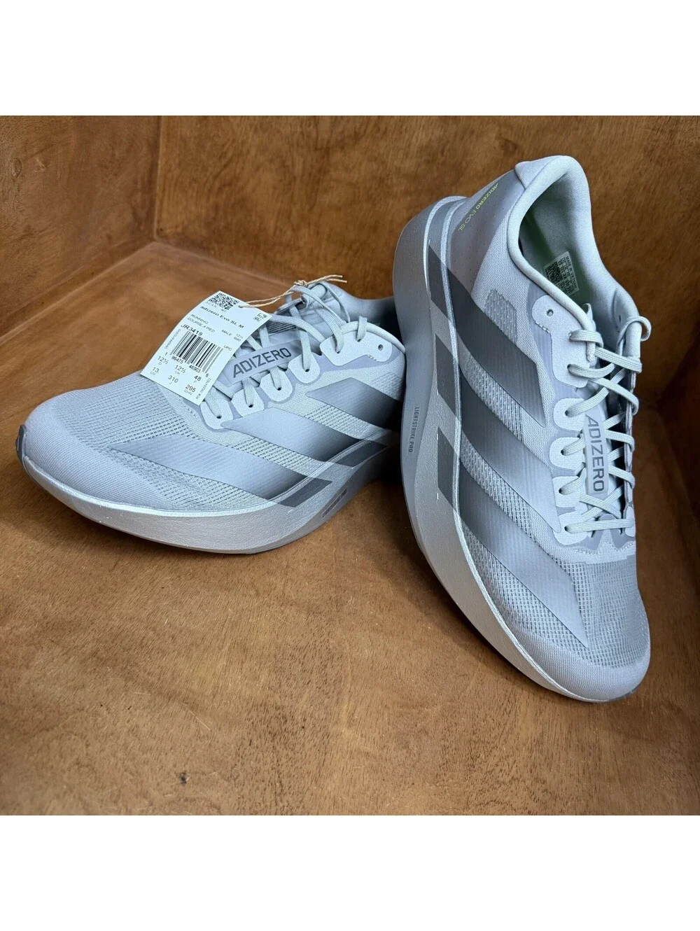 Adidas Adizero Evo SL Running Shoes Mens 13 Metallic Silver Halo JR3419 Sneakers
